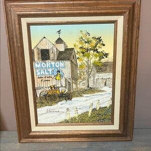 Vintage H. Hargrove Morton Salt Barn OilPainting
Home wall decor Morton Salt